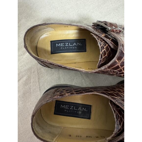 Mezlan Platinum Shoes Mens Size 8.5 Brown Genuine Alligator Monk Strap Dress main image 10
